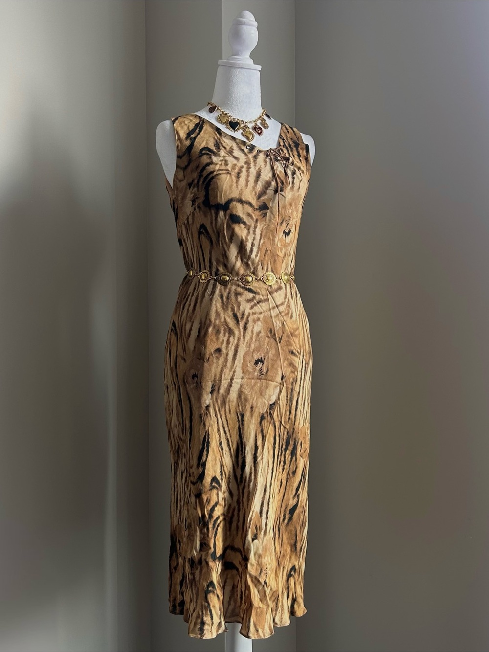 1990's Animal Print Rayon Midi Dress